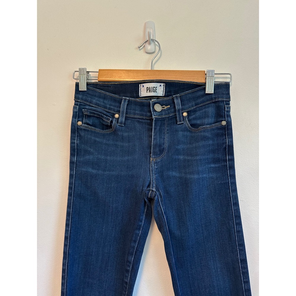 Paige Verdugo Ankle Mid Rise Skinny Jeans in Dark Wash Blue Denim | Size 25 - Picture 2 of 8